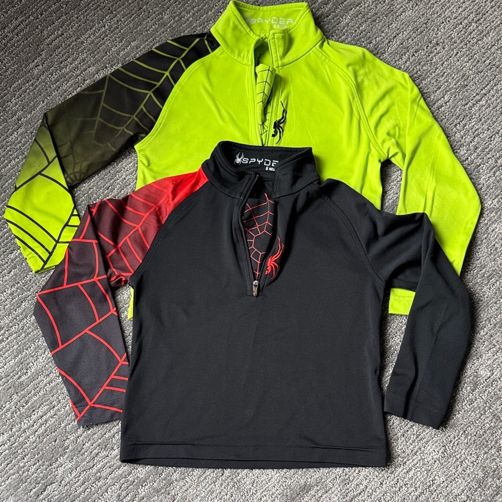 Spyder Neon Green and Black Quarter-Zip Tops